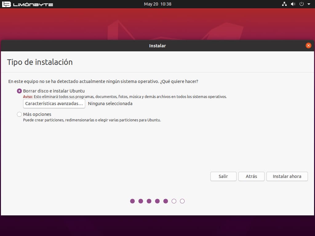 paso 7 como instalar Ubuntu 22 con asistente gráfico